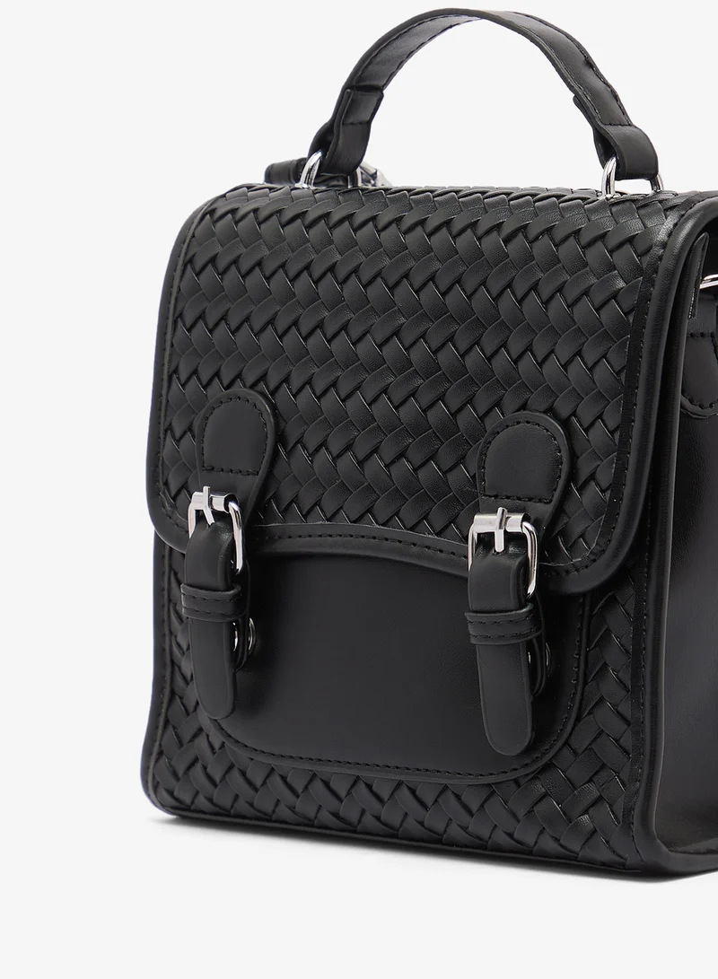 Ginger  Woven Texture With Buckle Detail Backpack for Women | Best Price UAE